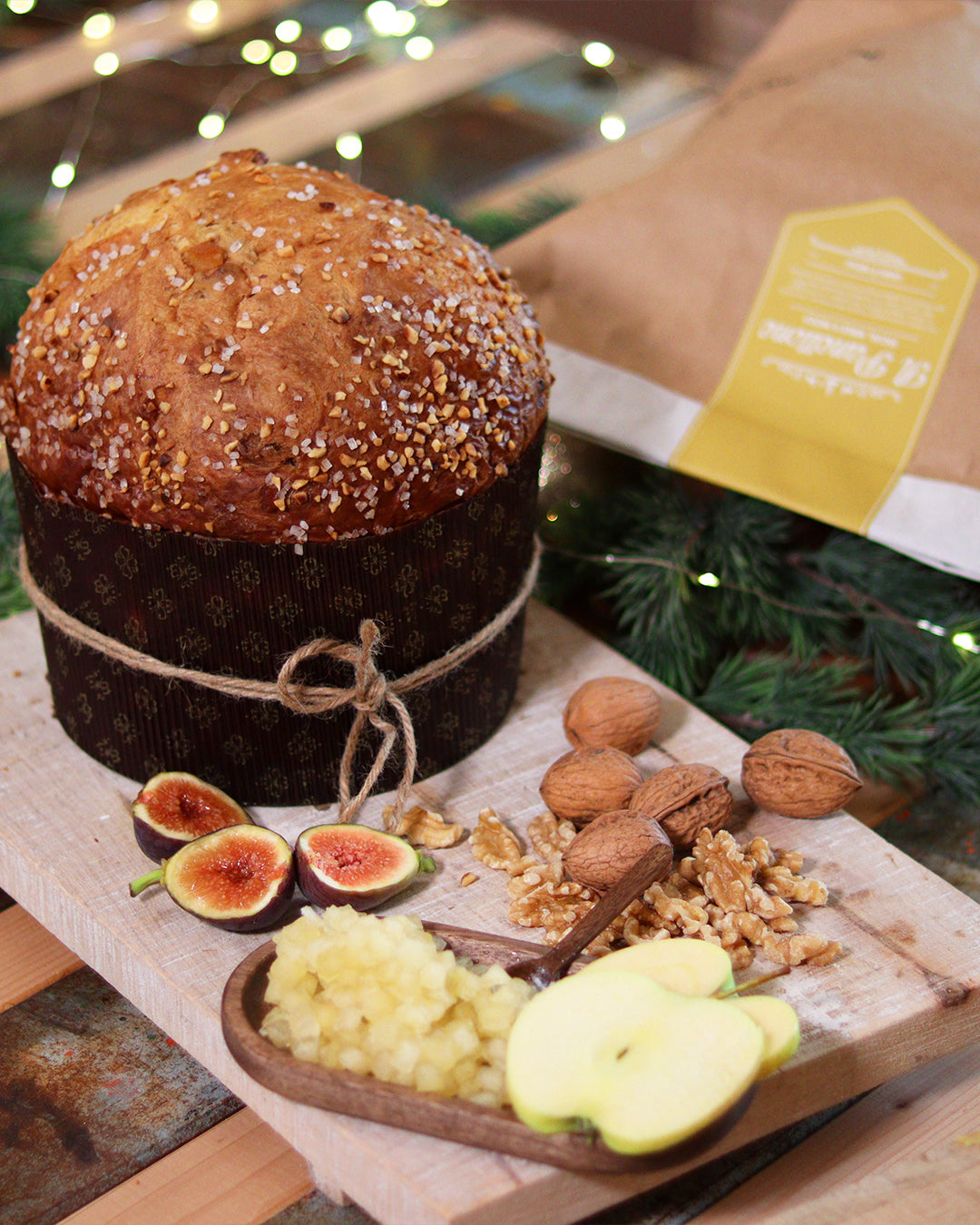 Apples, Figs and Walnuts Panettone